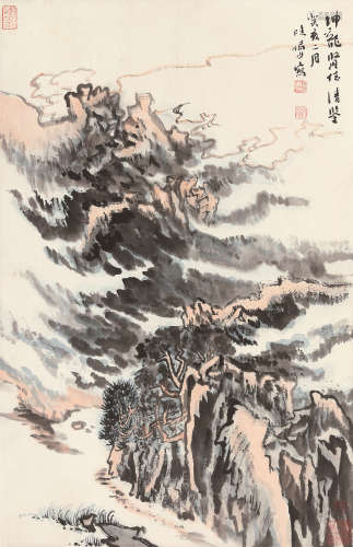 陆俨少（1909～1993） 山水 镜片 设色纸本