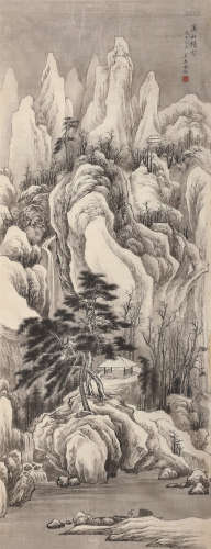 金城（1878～1926） 溪山积雪 镜芯 水墨绢本