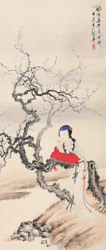 管平湖（1897～1967） 仕女 立轴 设色纸本