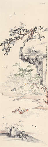 王雪涛（1903～1982） 五伦图 立轴 设色纸本