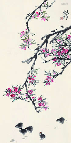 李文亮（b.1960） 花鸟 镜片 设色纸本