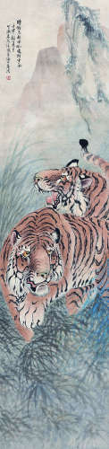 朱文侯（1895～1961） 双虎图 立轴 设色纸本