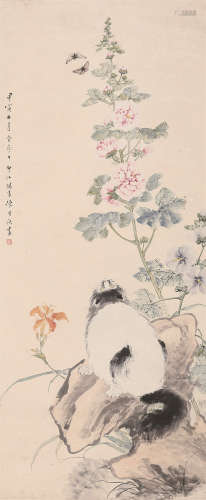 陈康侯（1866～1937） 耄耋图 立轴 设色纸本