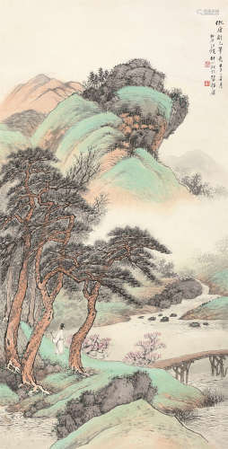 汪琨（1877～1946） 山水 立轴 设色纸本
