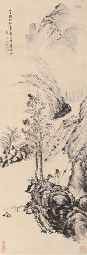 文嘉（1501～1583）（款） 山水 立轴 设色纸本
