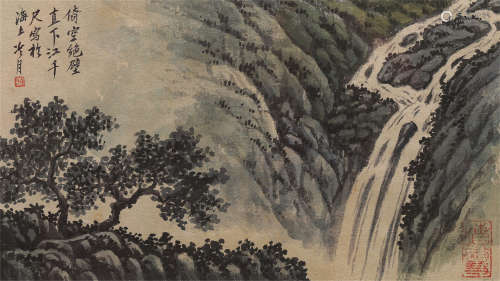 陶冷月（1895～1985） 清泉 镜框 设色绢本