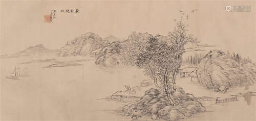 曹锡宝（1719～1792） 秋林晚眺 横批 水墨纸本