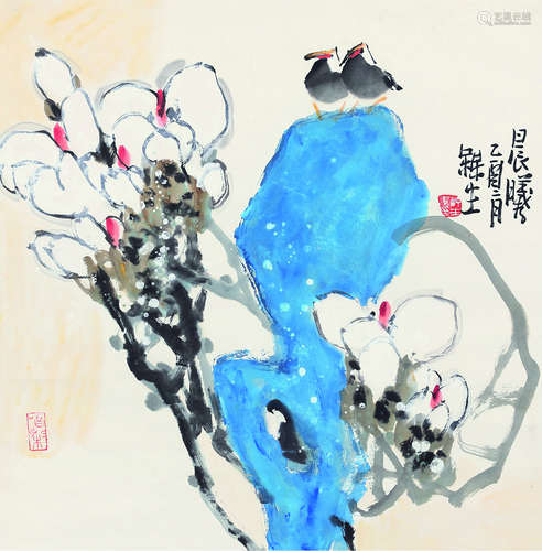 赵梅生（b.1927） 花鸟 镜片 设色纸本