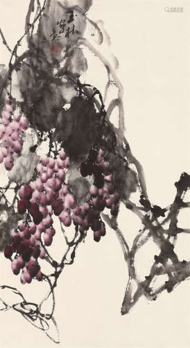 裴玉林（b.1943） 葡萄 镜片 设色纸本