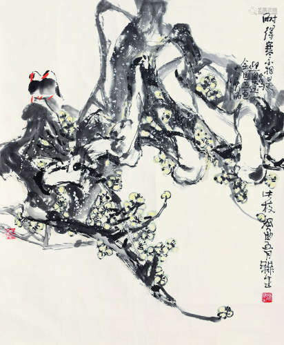 赵梅生（b.1927） 花鸟 镜片 设色纸本