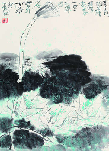 冯长江（b.1943） 荷花 立轴 设色纸本