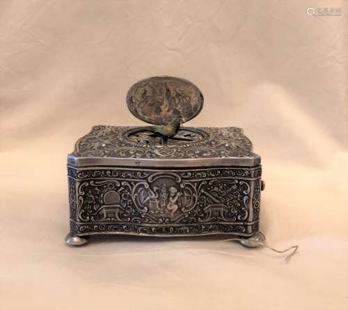 Sterling Silver Angels Decor Singing Bird Box Automaton