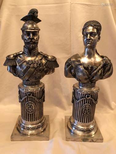 Two Carved Russian Silver Figure