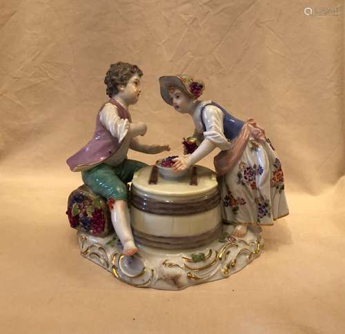 Meissen Porcelain Figurine Of Boy & Girl