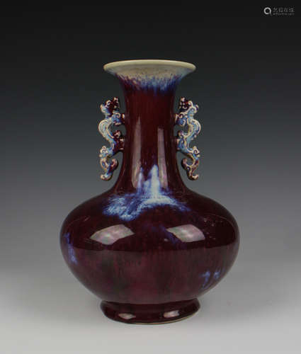 CHINESE FLAMBEE GLAZED PORCELAIN BOTTLE VASE