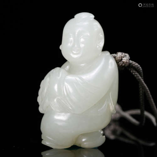 CHINESE WHITE JADE BOY PENDANT