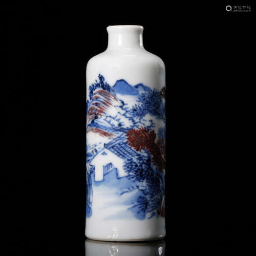 CHINESE BLUE AND WHITE SNUFF BOTTLE