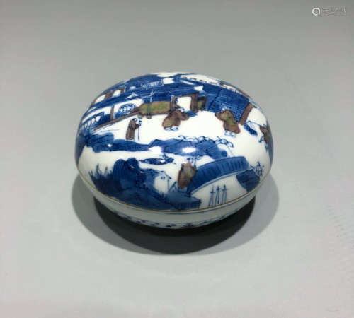 CHINESE BLUE AND WHITE INK PASTE BOX