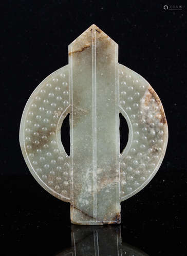 ARCHAISTIC CHINESE CARVED JADE BI GUI DISC