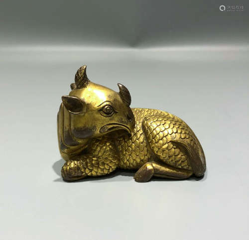 CHINESE GILT BRONZE SCHOLAR WEIGHT