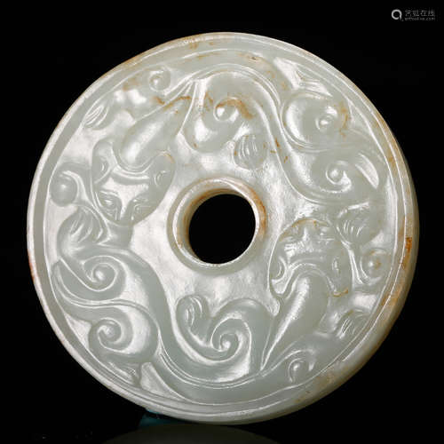 CHINESE WHITE JADE BI PENDANT