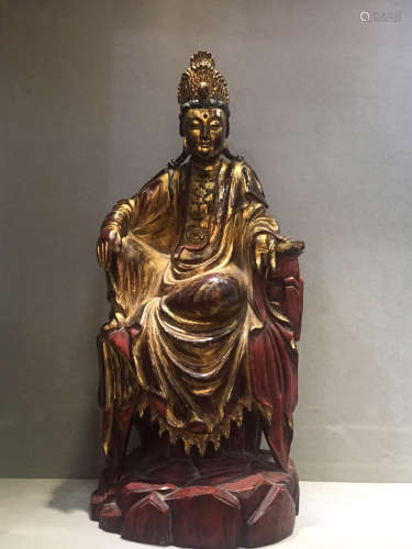 CHINESE GILT LACQUER WOODEN GUANYIN