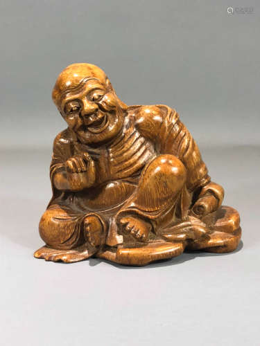 CHINESE BAMBOO CARVED LOHAN