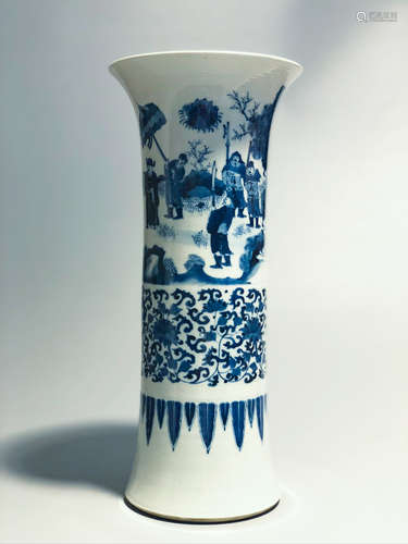 CHINESE BLUE AND WHITE PORCELAIN GU VASE