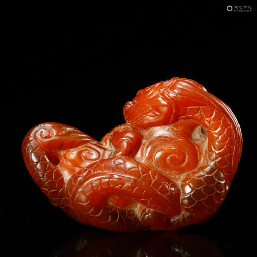CHINESE AMBER CARVED DRAGON