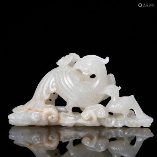 CHINESE WHITE JADE PHOENIX BRUSH REST