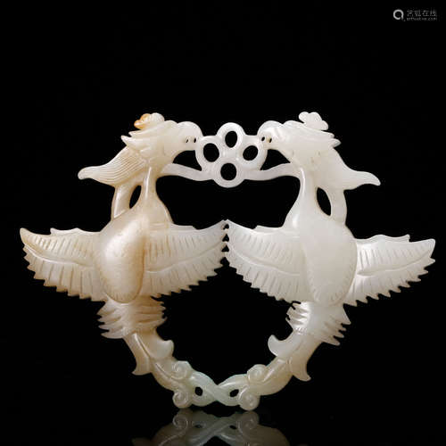 CHINESE WHITE JADE CARVED PHOENIX