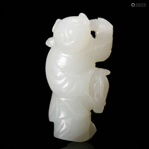 CHINESE WHITE JADE CARVED BOY