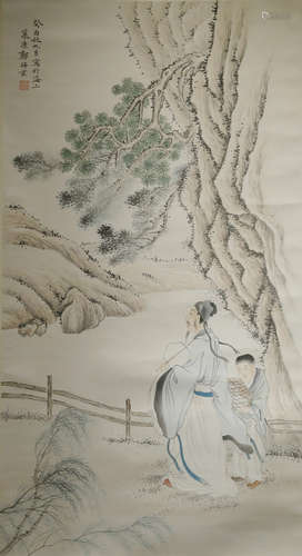 CHINESE PAINTING OF FIGURINE