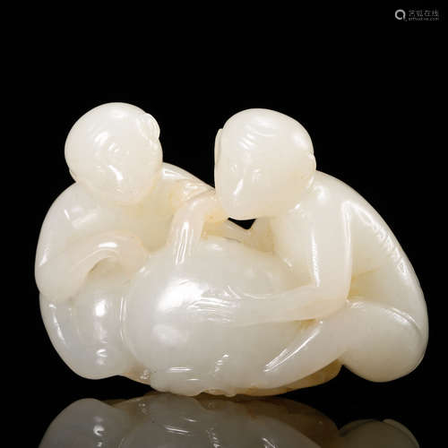 CHINESE WHITE JADE CARVED MONKEY