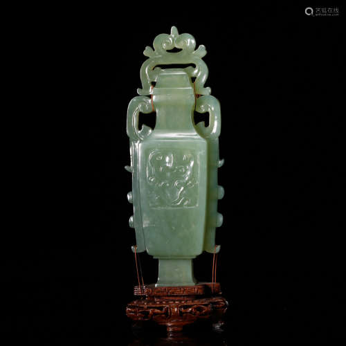 CHINESE JADE CARVED COVER VASE