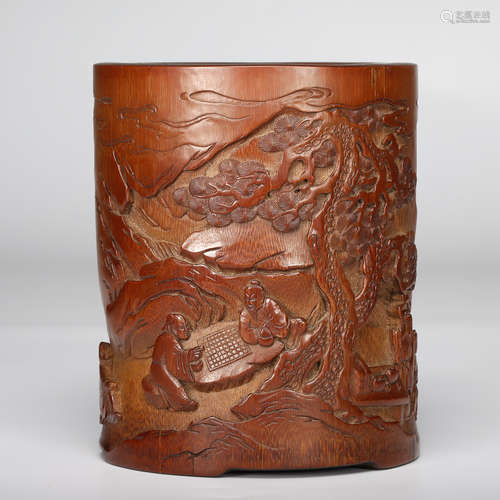 CHINESE BAMBOO CARVED BRUSH POT