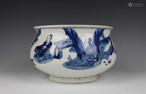 CHINESE BLUE AND WHITE PORCELAIN CENSER