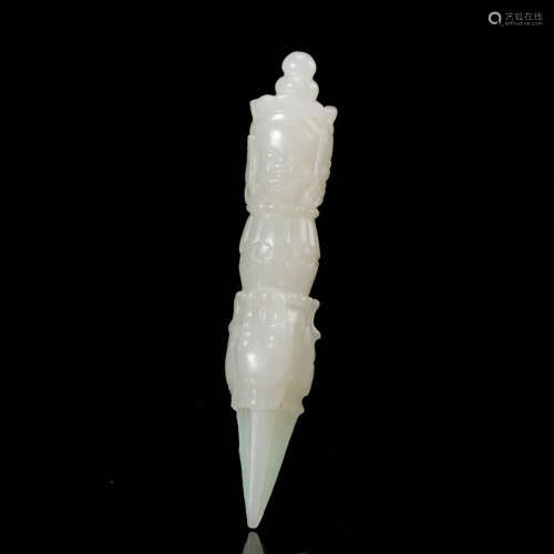 CHINESE WHITE JADE CARVED PHURBA