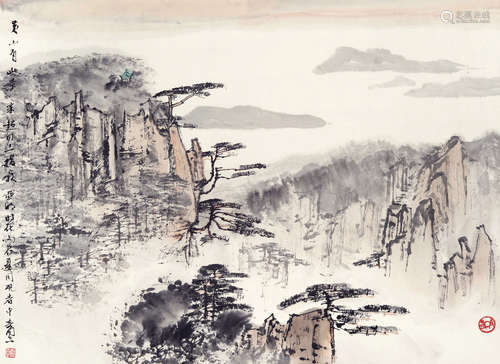 亚明（1924～2002） 黄山有此景 立轴 设色纸本