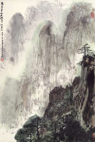 亚明（1924～2002） 黄山 立轴 设色纸本