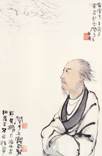 吕凤子（1886～1959） 苏东坡像 立轴 设色纸本