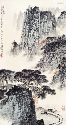 钱松嵒（1899～1985） 溪山胜概 立轴 设色纸本