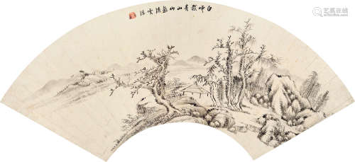 戴熙（1801～1860） 溪山图 扇片 水墨纸本