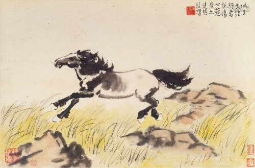 徐悲鸿（1895～1953） 奔马图 镜片 设色纸本