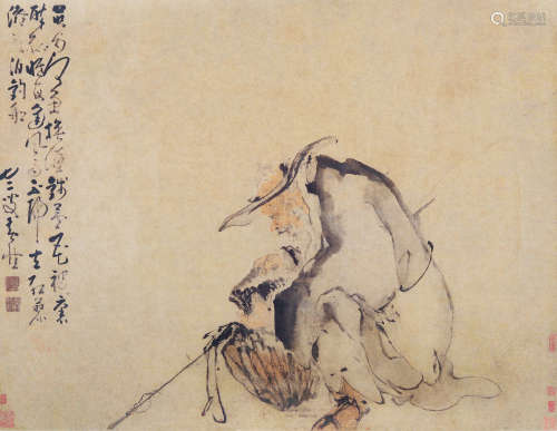 黄慎（1687～1768） 渔父图 镜片 设色纸本