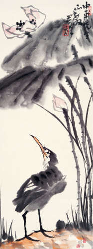 李苦禅（1898～1983） 花鸟 镜片 设色纸本