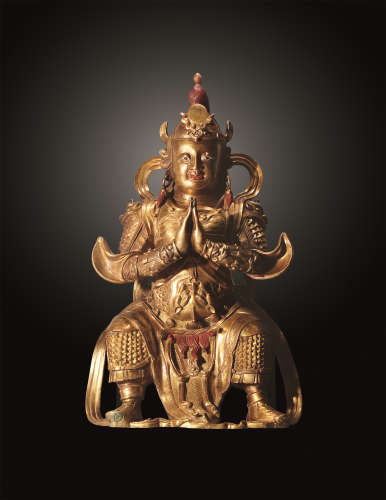 清中期 铜鎏金韦陀坐像