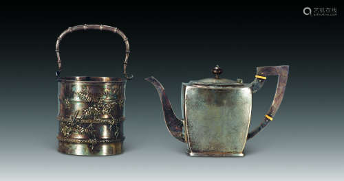 20世纪 纯银咖啡壶、冰筒 （两件）