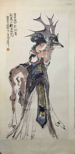 A CHENG SHI FA PAINTING 《REINDEER FIGURE》