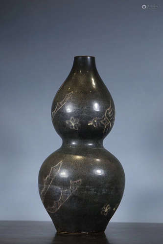 13-14TH CENTURY, A GOURD DESIGN VASE, YUAN DYNASTY